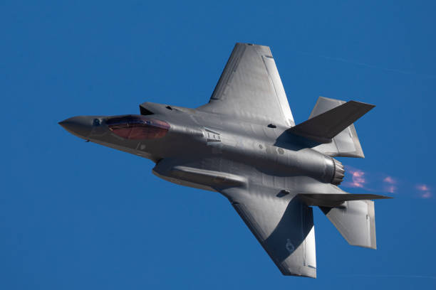 istock Extremely close view of a F-35 Lightning II  approaching  with afterburner on 1212394545