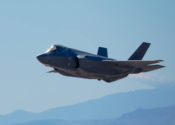 istock Extremely close view of a F-35 Lightning II  approaching  with afterburner on 1212394555