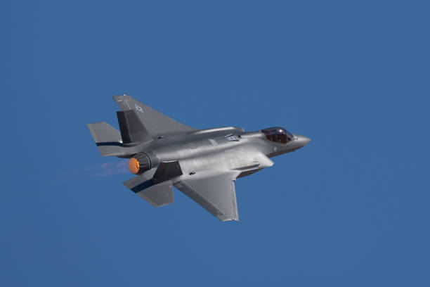 F-35 Lightning II    with afterburner on F-35 Lightning II    with afterburner on supersonic airplane photos stock pictures, royalty-free photos & images