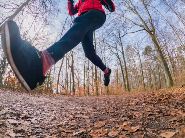 istock senior woman jogging in forest 1212395959