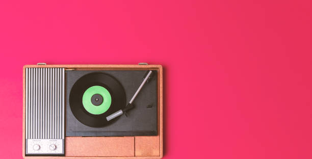 istock Retro vinyl player and record player 1212402875