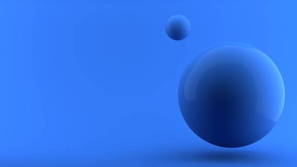Minimal blue studio scene with floating glass sphere and soft shadow. Calm modern composition with airy negative space and clear copy space for branding, layouts and typography.