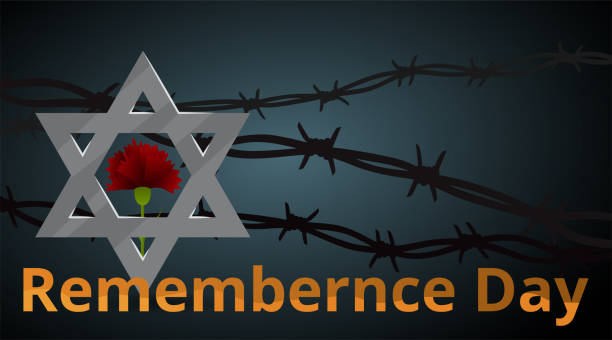 istock Jewish star with barbed wire and candles. 1212406371