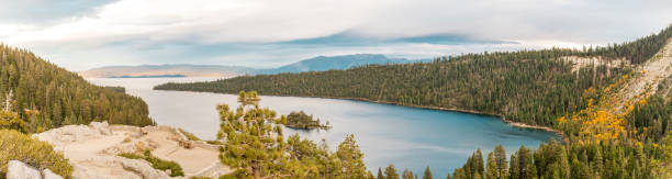 istock Panoramic sunset view of Emerald Bay on Lake Tahoe 1212407389