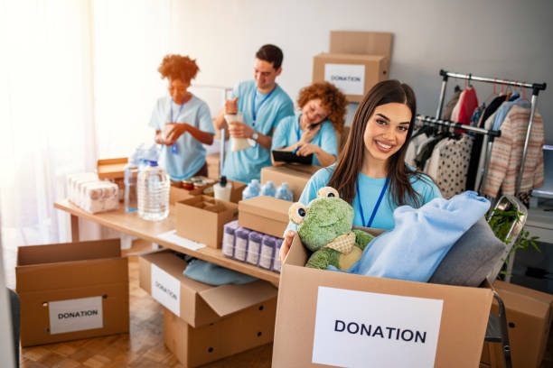 istock Cheerful food drive manager. 1212416184