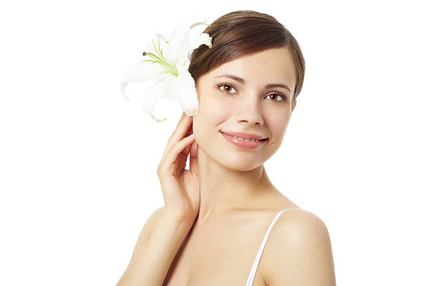 istock Beautiful girl with lily flower 121241681