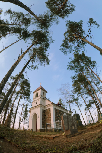 church on the cemetery туче to little city Ivenets, Belarus, Eastern Europe