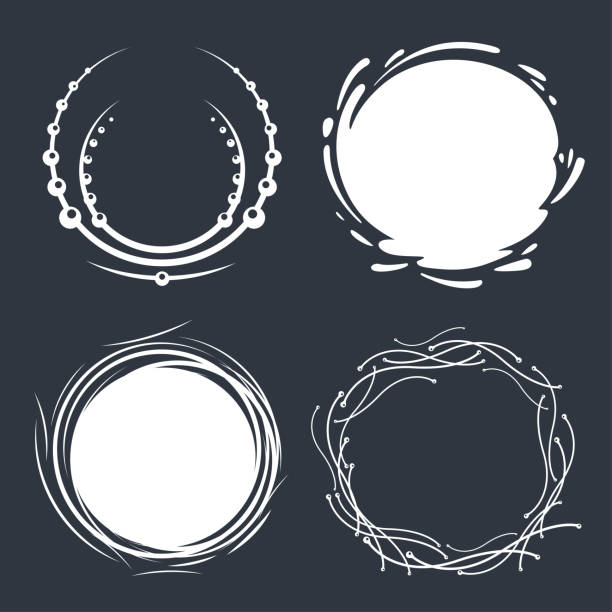 Set of hand drawn circle frames vector art illustration
