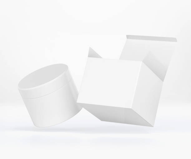 istock white cosmetic jar mockup with cap, Blank Box Packaging Realistic mockup 1212424679