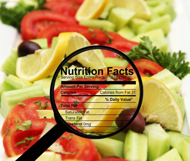 istock Nutrition facts on fresh salad 1212424746