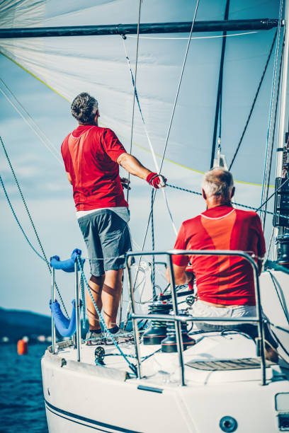 istock Sailing crew on sailboat on regatta 1212424789