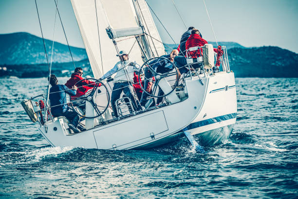 istock Sailing crew on sailboat on regatta 1212424870