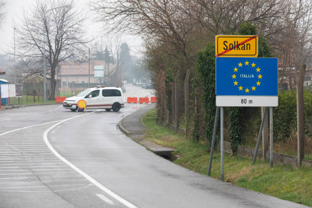 istock Surveillance car on Slovenian / Italian border 1212431398
