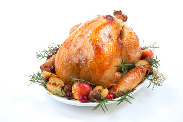 istock Roasted Turkey with Grab Apples over white 1212436667