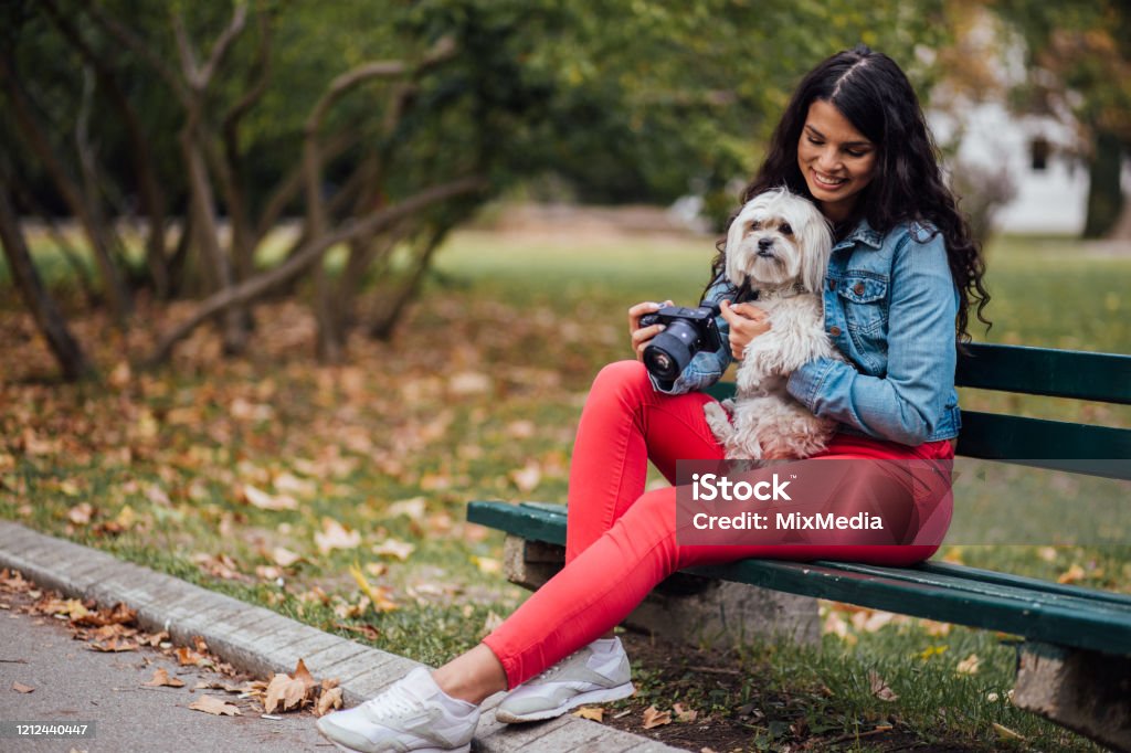Friendship which lasts forever Woman holding her friend and watching the photos Adult Stock Photo