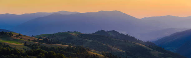 istock Beautiful sunset panorama in Ukrainian carpathians. 1212446842