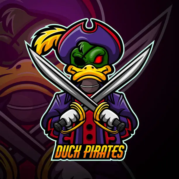 Vector illustration of Duck pirates mascot sport esport design