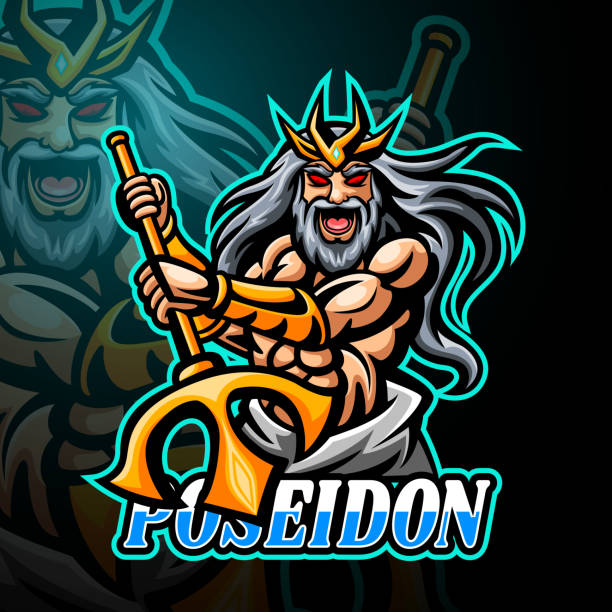Poseidon mascot sport esport design Vector illustration of Poseidon mascot sport esport design greek god poseidon backgrounds stock illustrations