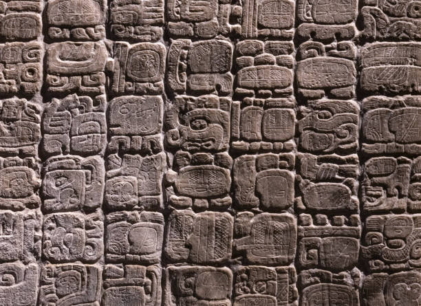 Mayan Alphabet Tha Mayan Alphabet. Examples of this hieroglyphic writing system can be found in Copan (Honduras), Tikal (Guatemala) and Chichen Itza, Palenque, Uxmal, Yaxchilan, Bonampak (Mexico). uxmal stock pictures, royalty-free photos & images