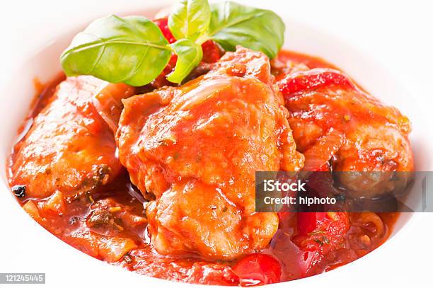 Chicken Cacciatore Against White Background Stock Photo - Download Image Now - Cacciatore, Turkey Meat, Chicken Meat