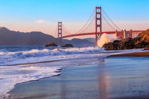 istock Golden Gate Bridge in San Francisco from Baker Beach at sunset 1212467535