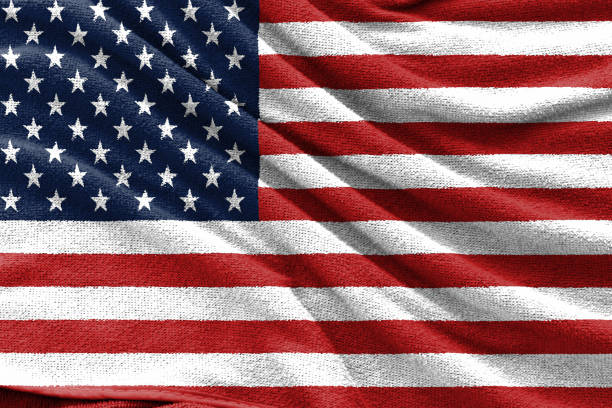 istock Fabric texture of USA national flag 1212472238