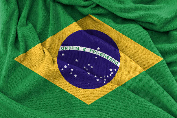 istock Fabric texture of Brazil national flag 1212472249