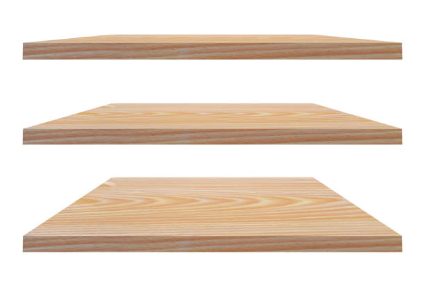 istock Empty vintage wooden shelf isolated on white background. with clipping path 1212474756