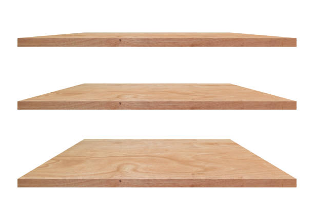 istock Empty vintage wooden shelf isolated on white background. with clipping path 1212474771