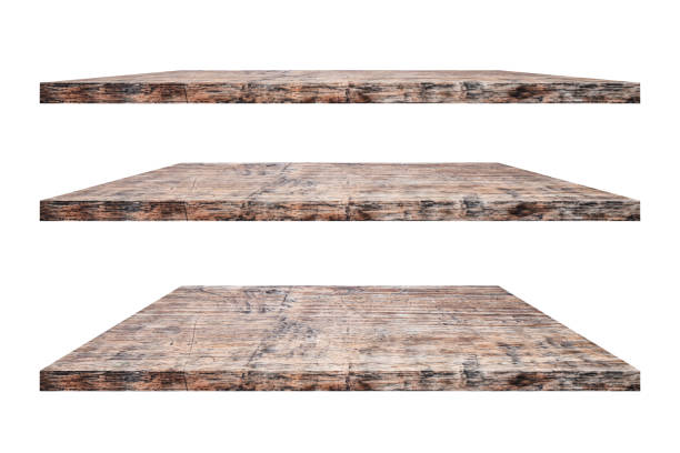 istock Empty vintage wooden shelf isolated on white background. with clipping path 1212474779