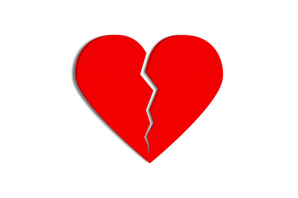 istock Red paper heart broken isolated on white background. Object with clipping path. 1212478239