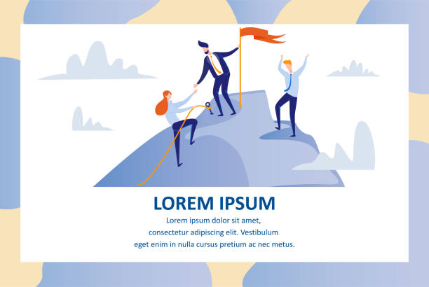 ilustrações, clipart, desenhos animados e ícones de banner do programa de treinamento de negócios para iniciantes - men on top of climbing mountain