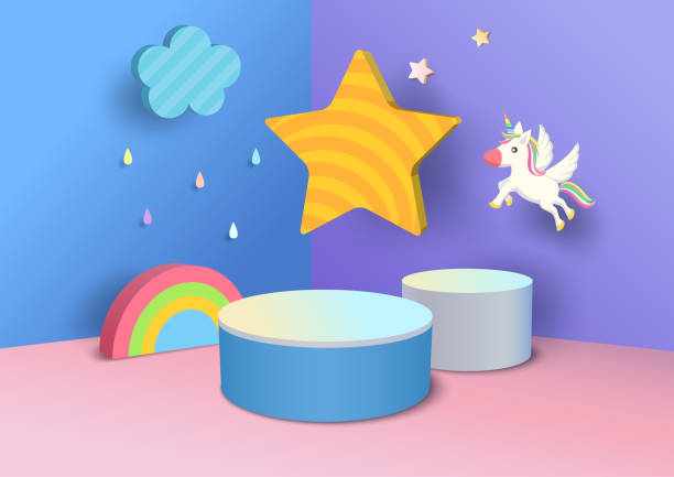 illustrazioni stock, clip art, cartoni animati e icone di tendenza di arcobaleno-3d-sfondo-2 - baby goods