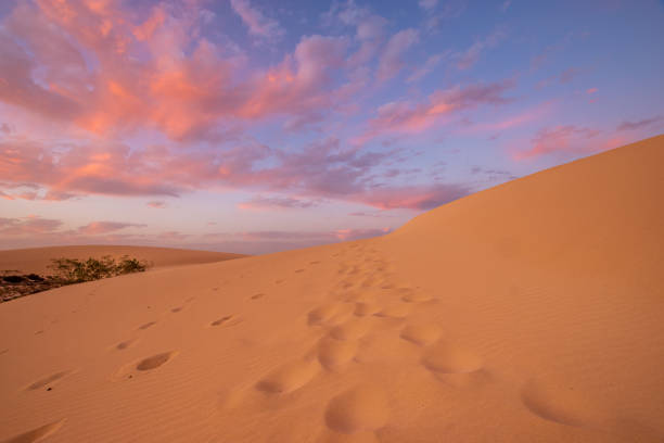 istock wonderful, dramatic sky over the sandy desert after sunset 1212486847