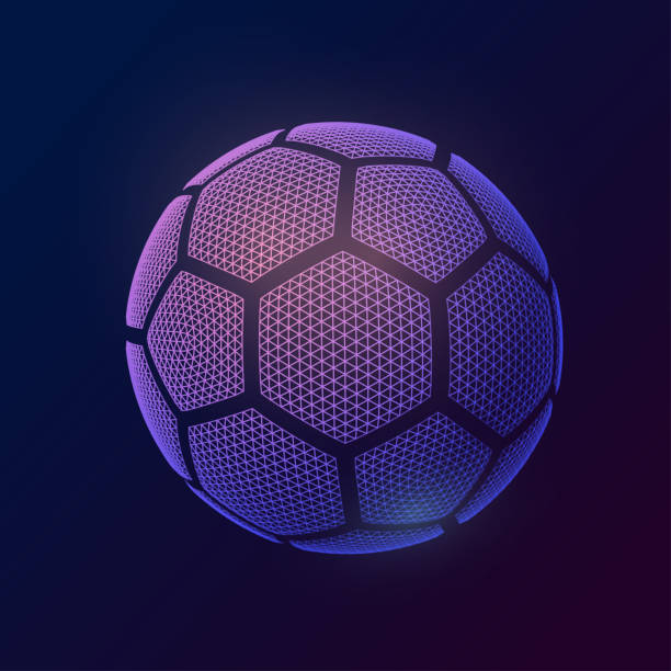 illustrazioni stock, clip art, cartoni animati e icone di tendenza di palla in stile 3d. immagine palla da calcio fatta di forme poligonali. illustrazione vettoriale - final period