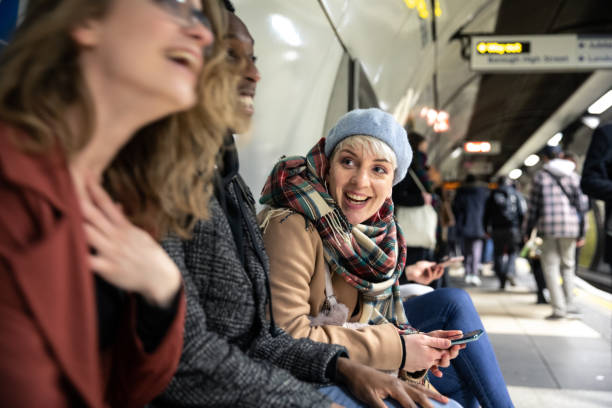 istock Group of multi ethnic friends moving by subway 1212498490