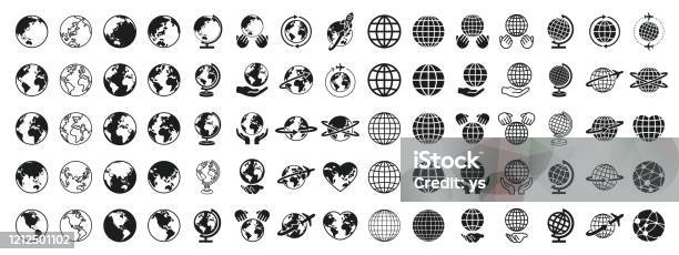 Set Di Icone Della Terra Di Varie Forme - Immagini vettoriali stock e altre immagini di Globo terrestre - Globo terrestre, Pianeta, Icona