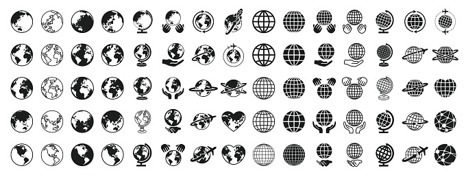 Earth icon set of various shapes