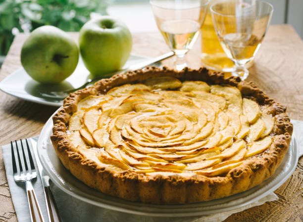 istock Homemade apple tart on the cake pan 1212503116