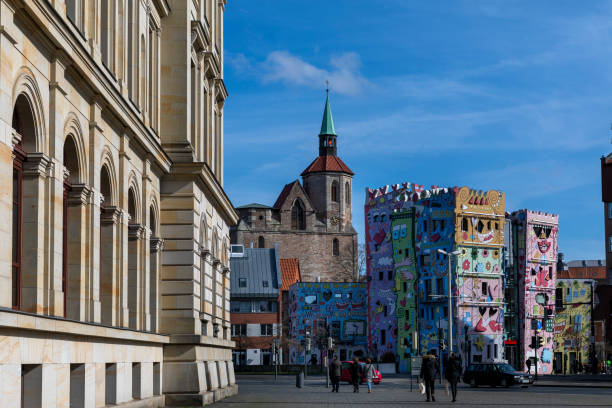 Historical and modern buildings in Braunschweig Braunschweig, Germany - mar 14th 2020: Braunschweig is a architecturally versatile city. Schloss-Arkaden, Magni church and Happy Rizzi houses close to each other with diverse appearance. braunschweig stock pictures, royalty-free photos & images