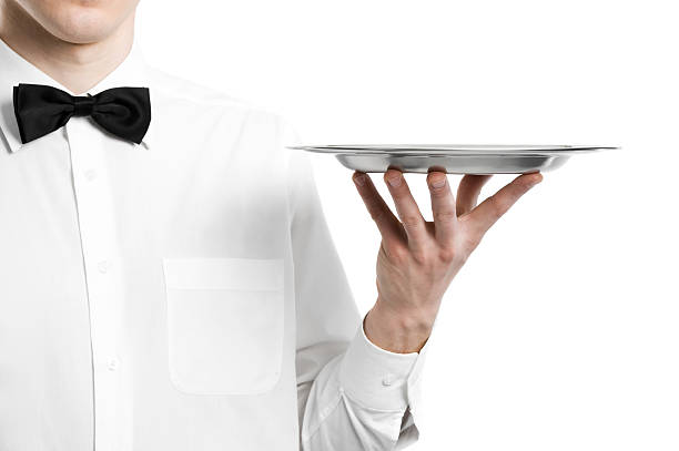 istock Waiter hand with metal plate 121250772