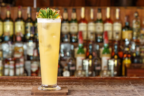 istock Ice pineapple cocktail based on dry vermouth, pineapple juice and crushed ice. 1212507903