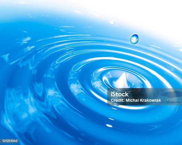 파문이 인다는 블루 액체형 물에 대한 스톡 사진 및 기타 이미지 - 물, 사인파, 방울