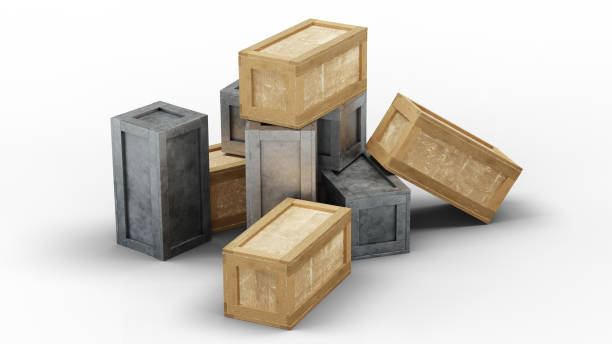 istock Four Metal and four Wood Transportation boxes closed 1212511954