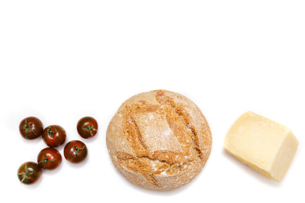 organic nutrition. homemade bread on white background.  healthy homemade dinner. top view. white wood texture background. - wheat pasta flour italy imagens e fotografias de stock