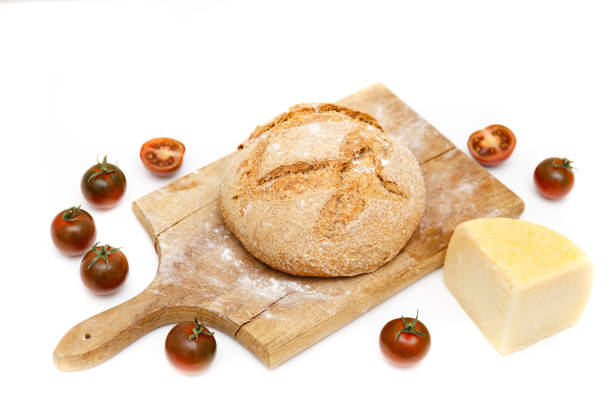 organic nutrition. homemade bread on white background.  healthy homemade dinner. top view. white wood texture background. - wheat pasta flour italy imagens e fotografias de stock