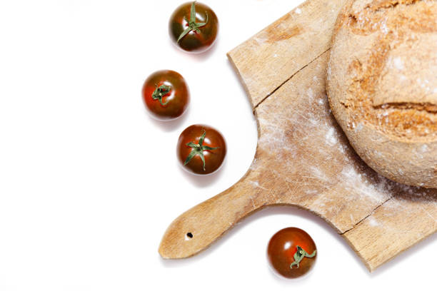 organic nutrition. homemade bread on white background.  healthy homemade dinner. top view. white wood texture background. - wheat pasta flour italy imagens e fotografias de stock