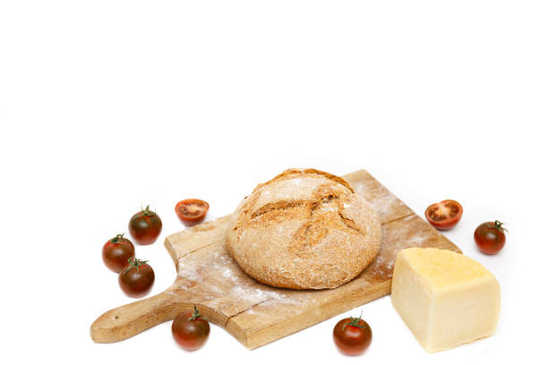 organic nutrition. homemade bread on white background.  healthy homemade dinner. top view. white wood texture background. - wheat pasta flour italy imagens e fotografias de stock