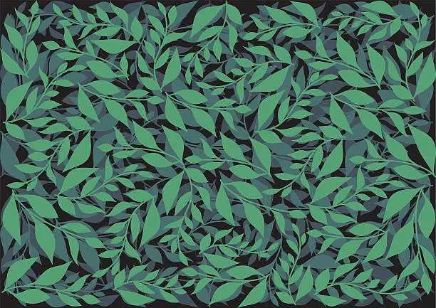 Vector illustration of Leafy background in shades of green