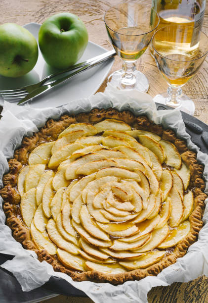 istock Homemade apple tart on the cake pan 1212514216